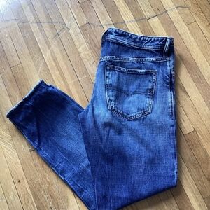 Diesel Men's 34-29 Buster Slim Tapered Medium Blue Distressed Denim Jeans,MINT